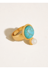 Flanerie Chanson 18K Gold Turquoise Pearl Ring