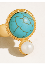 Flanerie Chanson 18K Gold Turquoise Pearl Ring