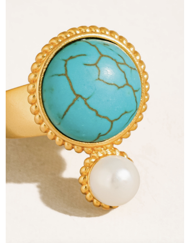 Flanerie Chanson 18K Gold Turquoise Pearl Ring