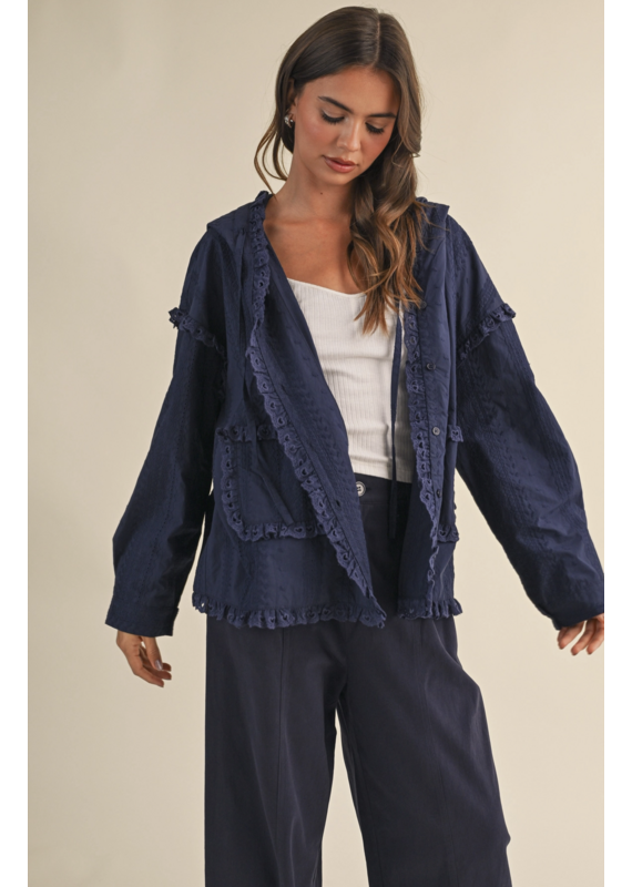 Gia Lace Eyelet Ruffle Jacket