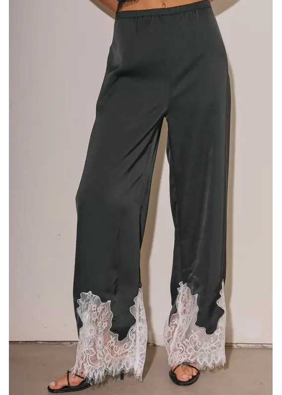 Diana Satin Lace Trim Pants