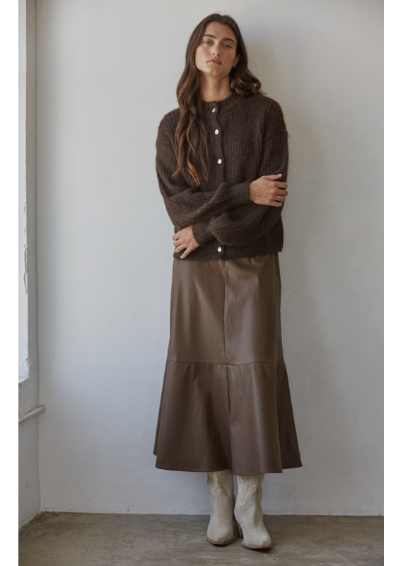 By Together Joelle Faux Leather Midi Skirt
