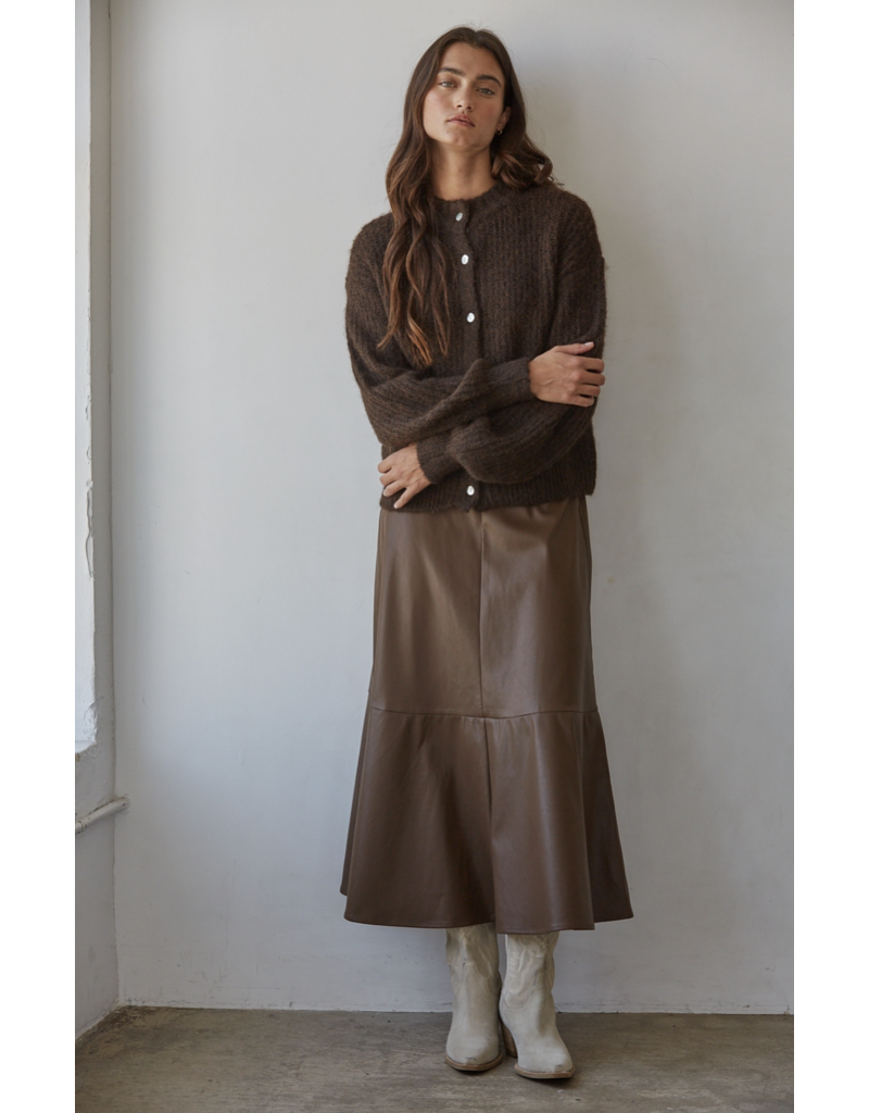 By Together Joelle Faux Leather Midi Skirt