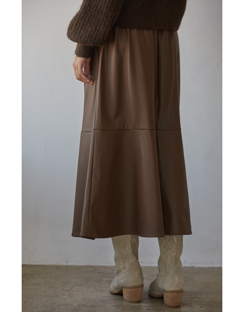 By Together Joelle Faux Leather Midi Skirt