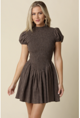 Angela Plaid Smocked Mini Dress
