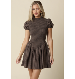 Angela Plaid Smocked Mini Dress
