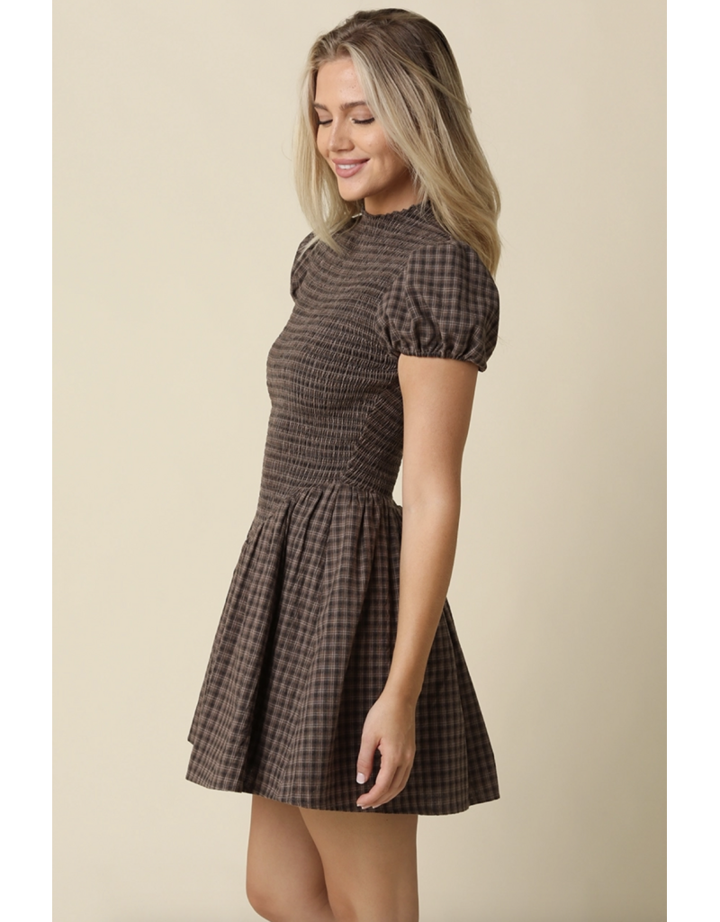Angela Plaid Smocked Mini Dress