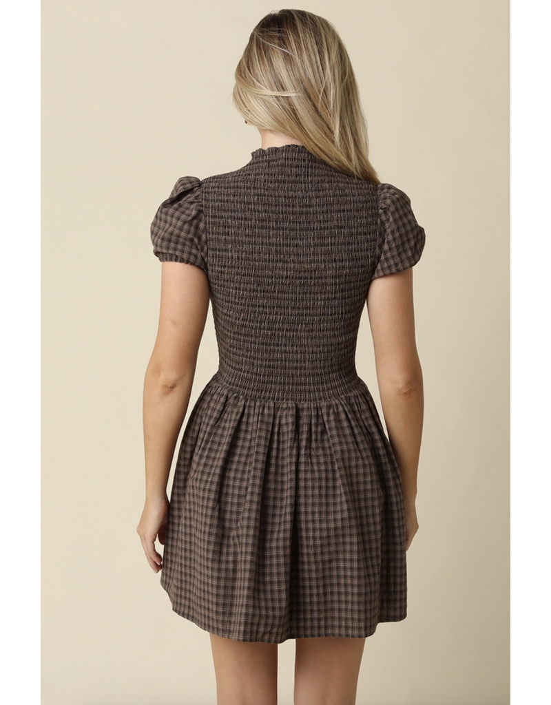 Angela Plaid Smocked Mini Dress