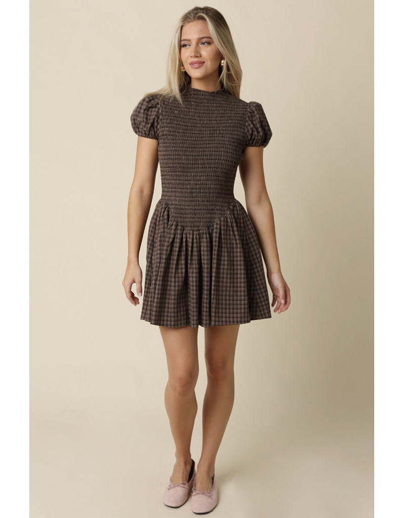 Angela Plaid Smocked Mini Dress