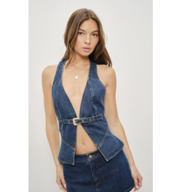 Pretty Garbage Ezra Denim Buckle Top