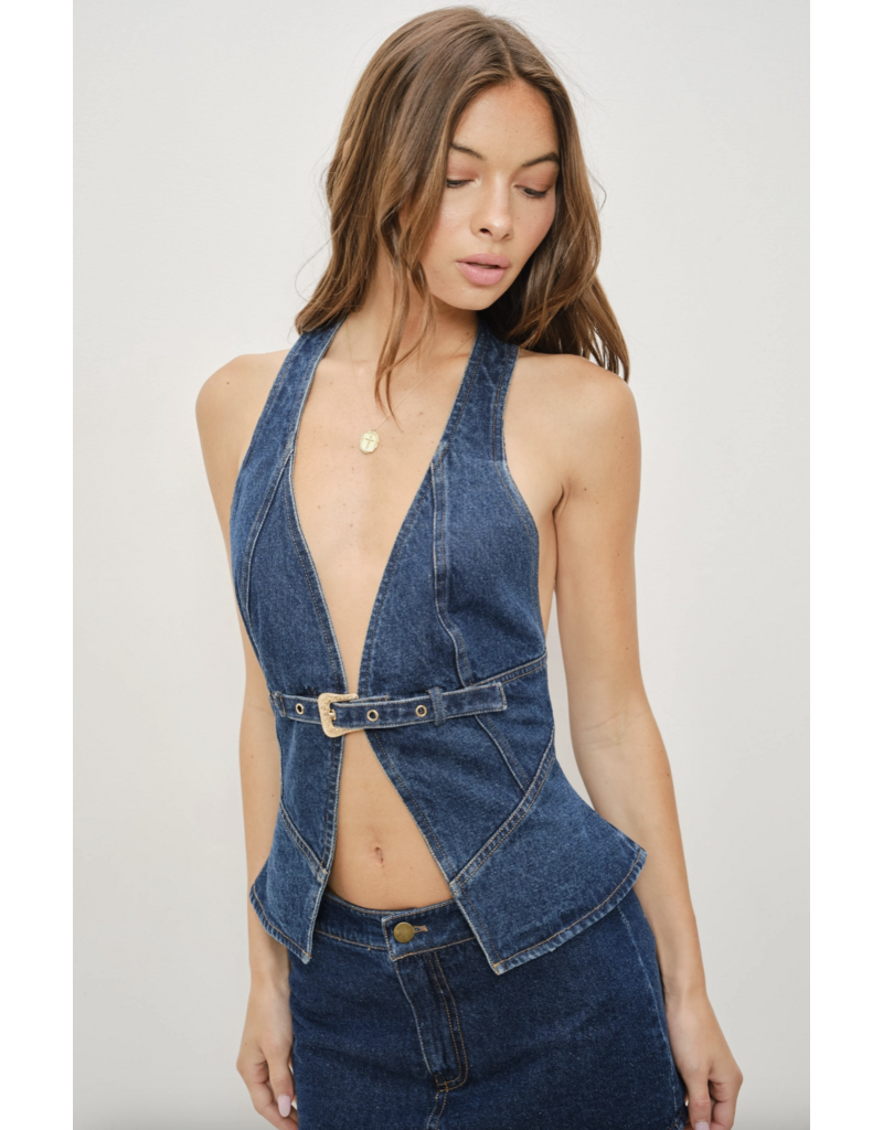 Pretty Garbage Ezra Denim Buckle Top