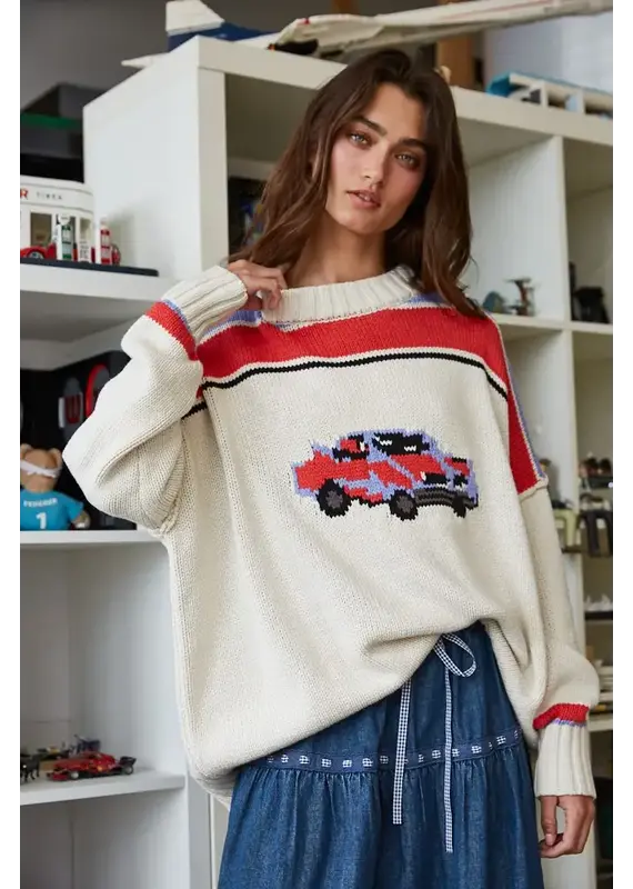 Creamon Car Collector Knit Pullover Sweater