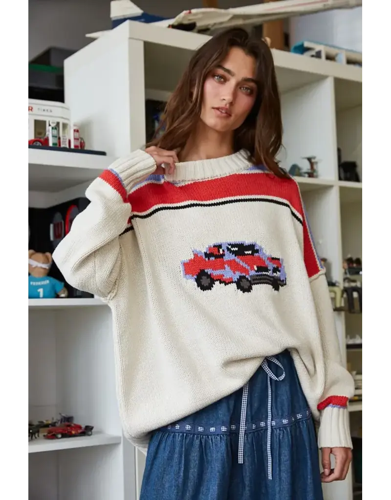 Creamon Car Collector Knit Pullover Sweater