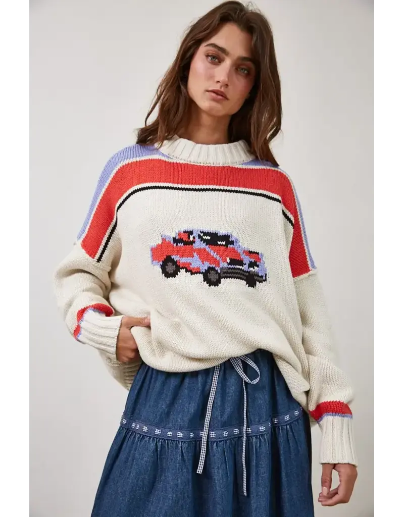 Creamon Car Collector Knit Pullover Sweater