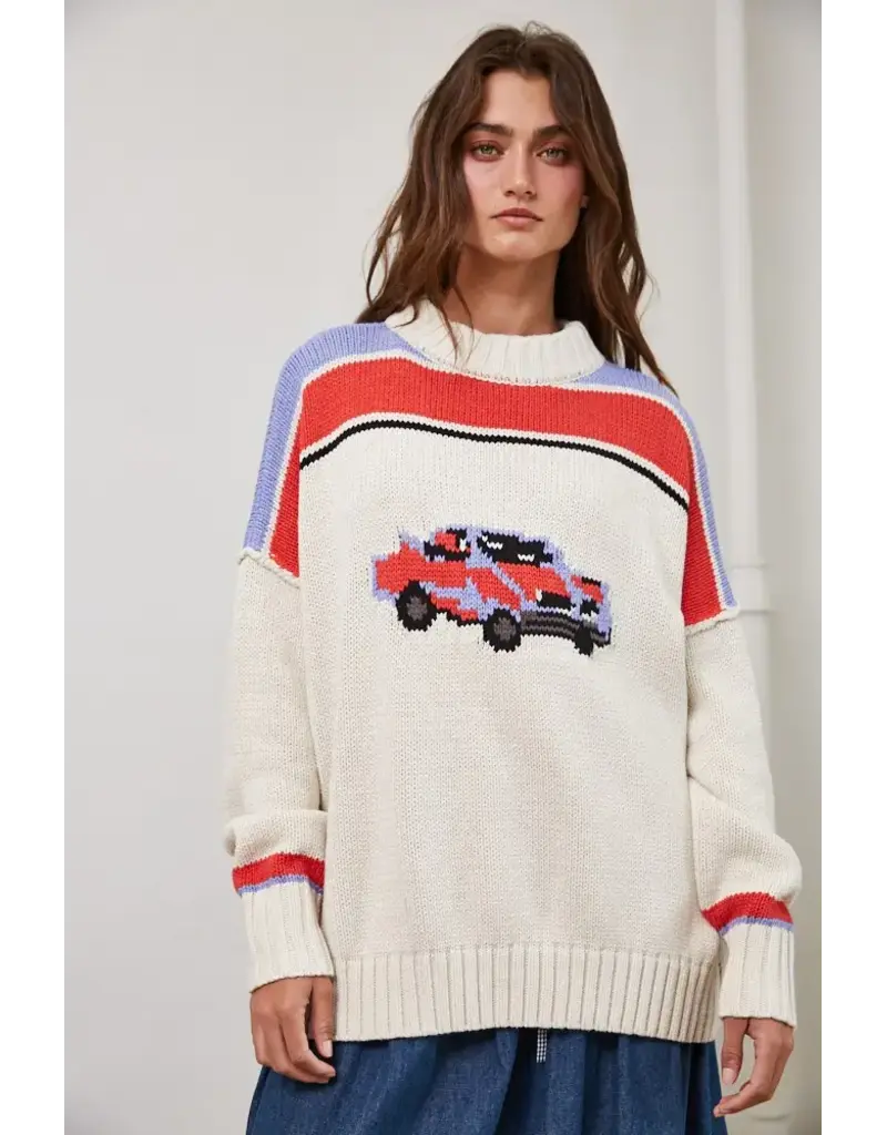 Creamon Car Collector Knit Pullover Sweater