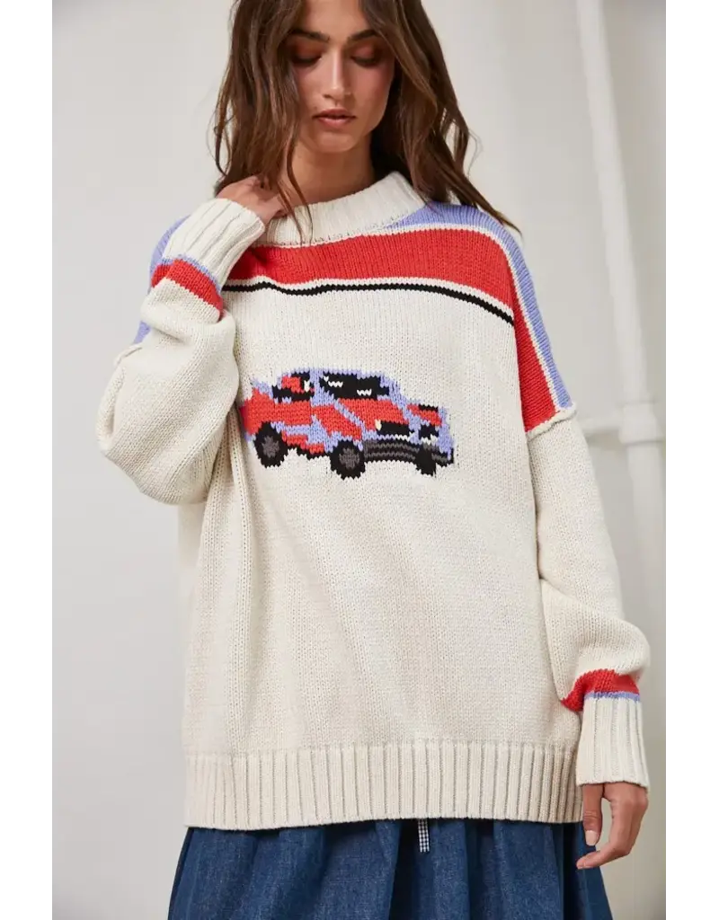 Creamon Car Collector Knit Pullover Sweater