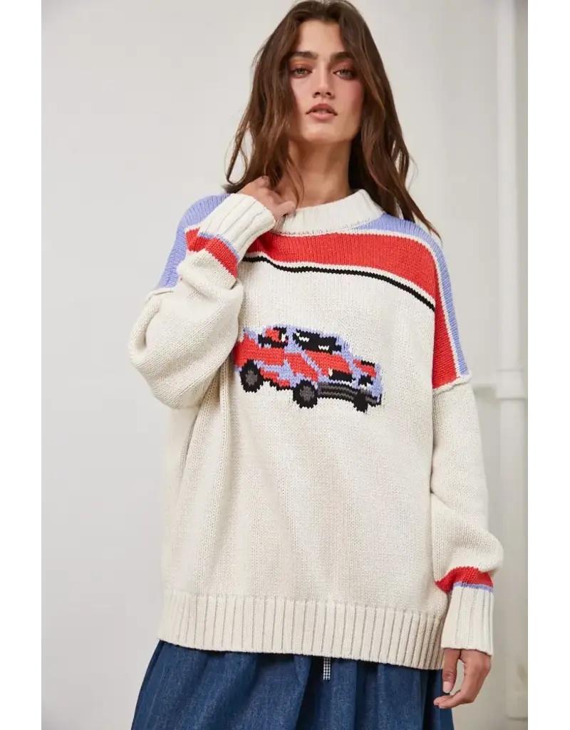 Creamon Car Collector Knit Pullover Sweater