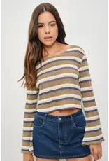 Pretty Garbage Carys Long Sleeve Boat Neck Top