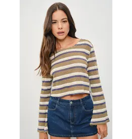 Pretty Garbage Carys Long Sleeve Boat Neck Top