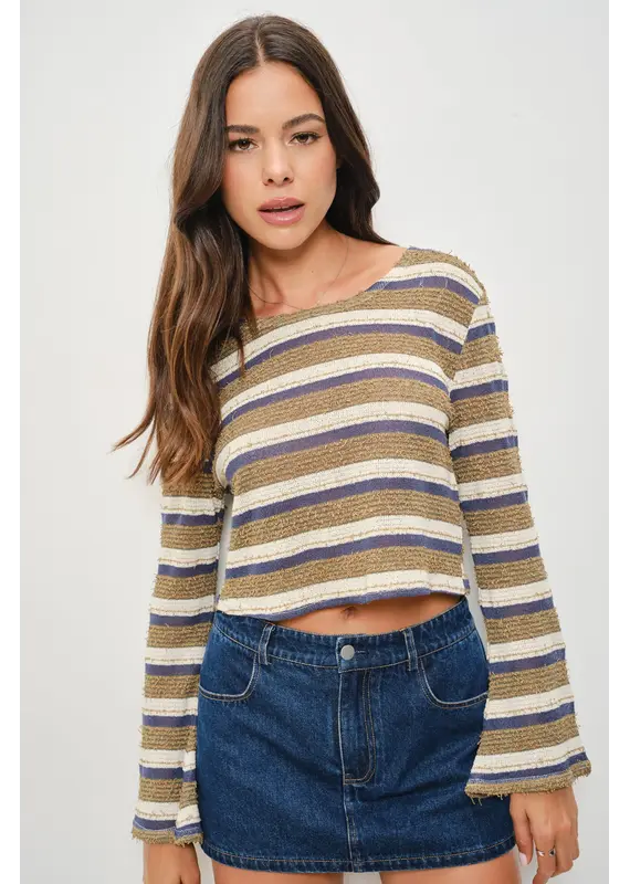 Pretty Garbage Carys Long Sleeve Boat Neck Top