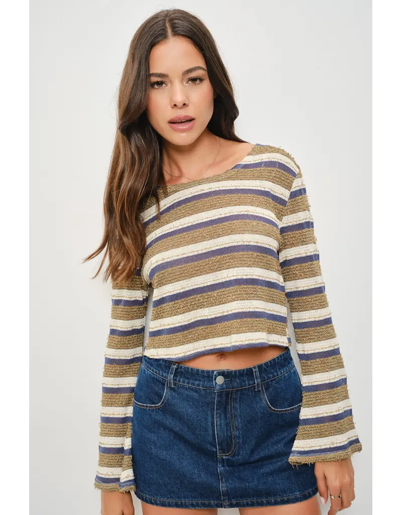 Pretty Garbage Carys Long Sleeve Boat Neck Top