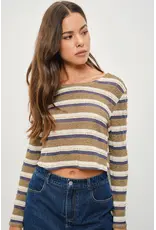 Pretty Garbage Carys Long Sleeve Boat Neck Top