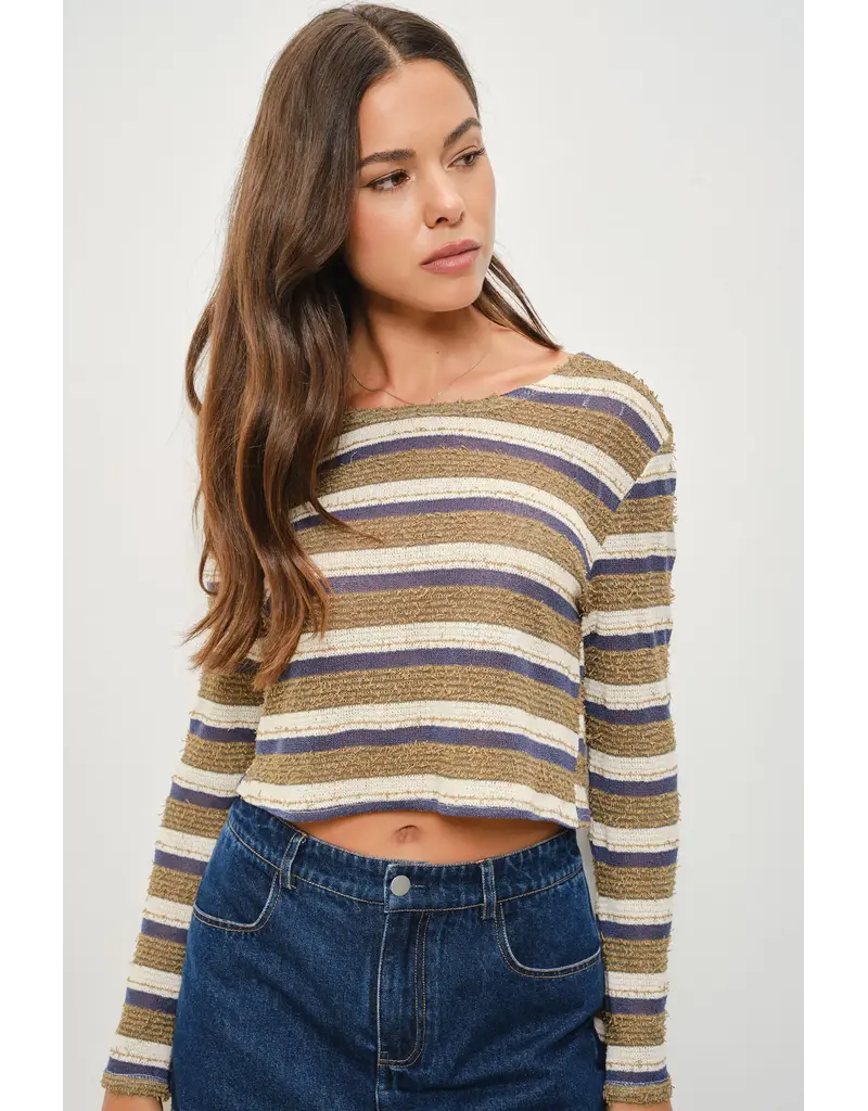 Pretty Garbage Carys Long Sleeve Boat Neck Top