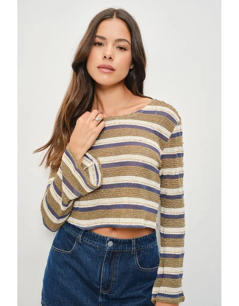 Pretty Garbage Carys Long Sleeve Boat Neck Top