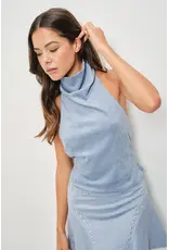 Pretty Garbage Bailey Suede Cowl Neck Halter Top