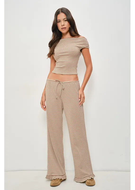 Pretty Garbage Devin Ruffle Striped Lounge Pants