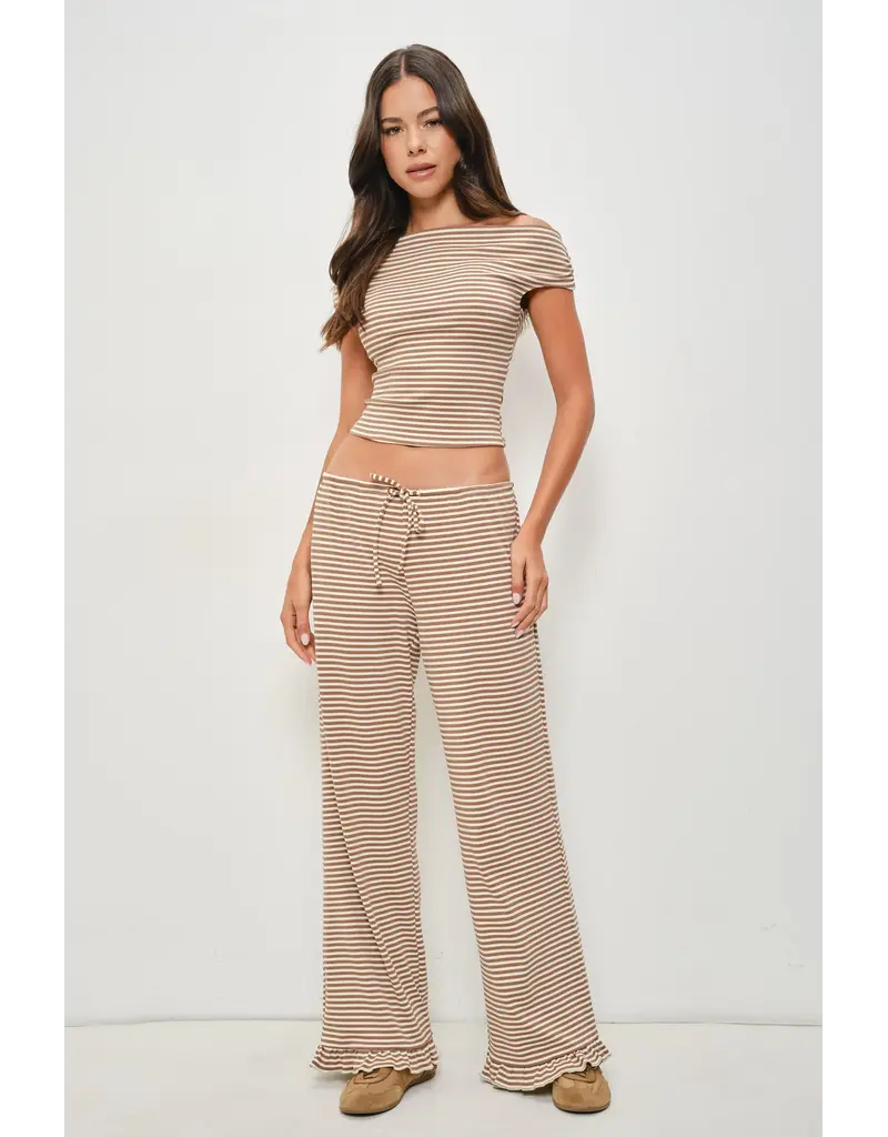 Pretty Garbage Devin Ruffle Striped Lounge Pants