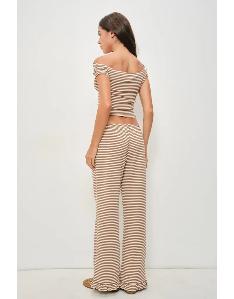 Pretty Garbage Devin Ruffle Striped Lounge Pants