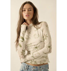 Nautical Mesh Long Sleeve Top
