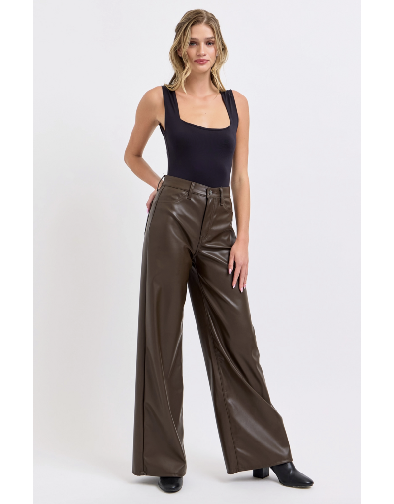 Cello Jeans Faux Leather Wide Leg Pant