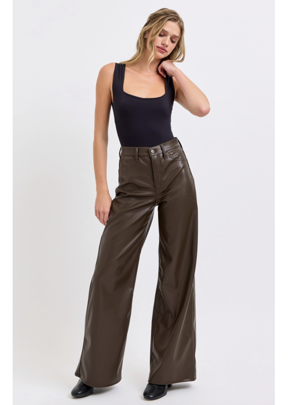 Cello Jeans Faux Leather Wide Leg Pant