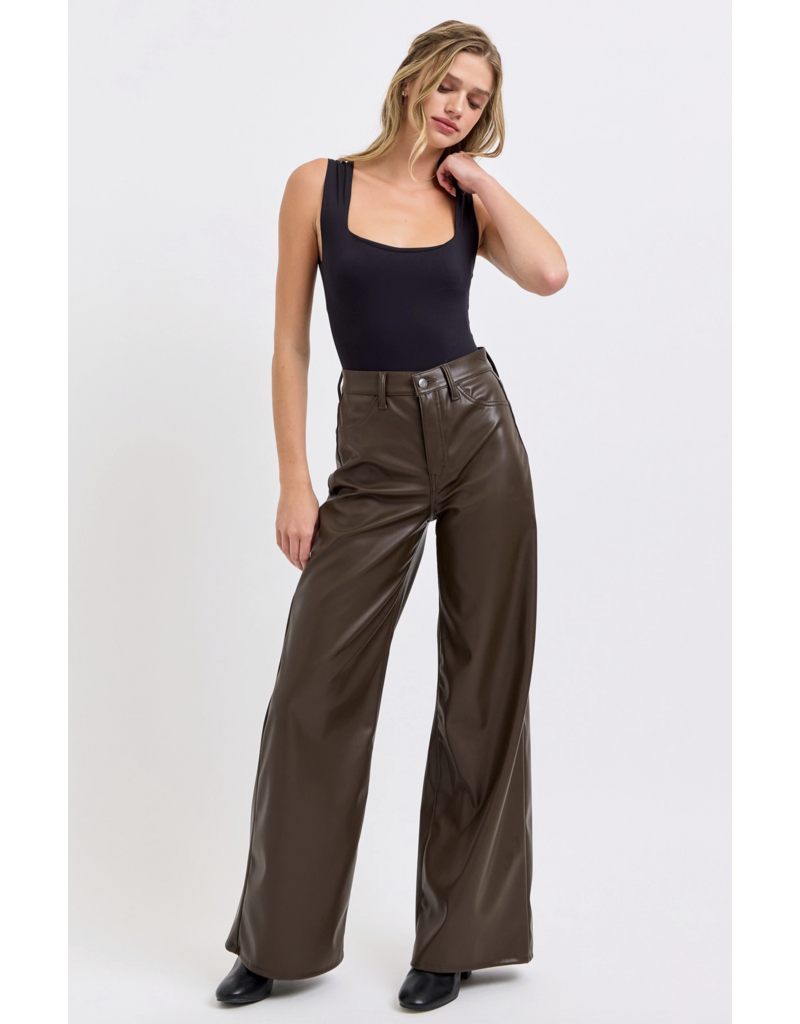 Cello Jeans Faux Leather Wide Leg Pant