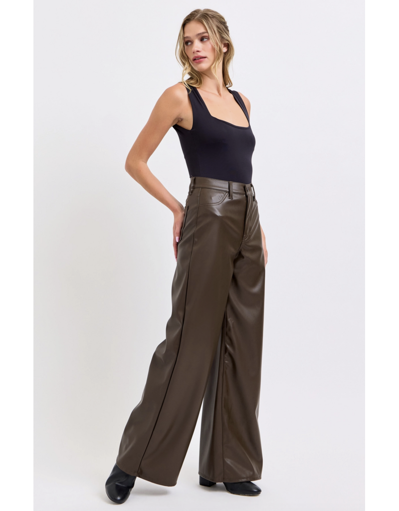 Cello Jeans Faux Leather Wide Leg Pant