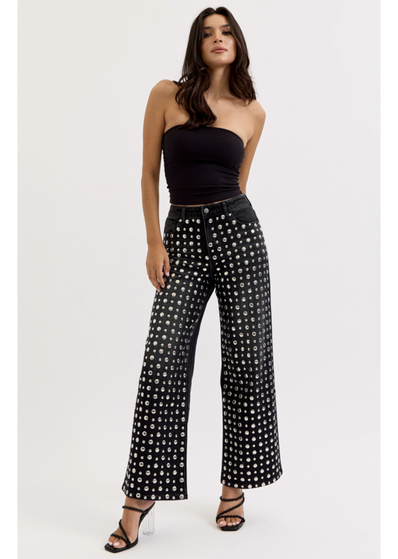 Cello Jeans Studded Wide Leg Jean