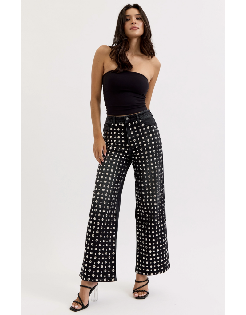 Cello Jeans Studded Wide Leg Jean