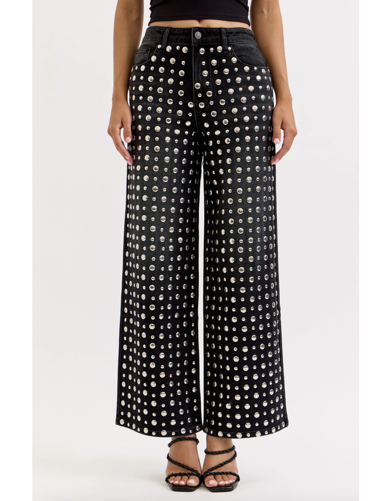 Cello Jeans Studded Wide Leg Jean