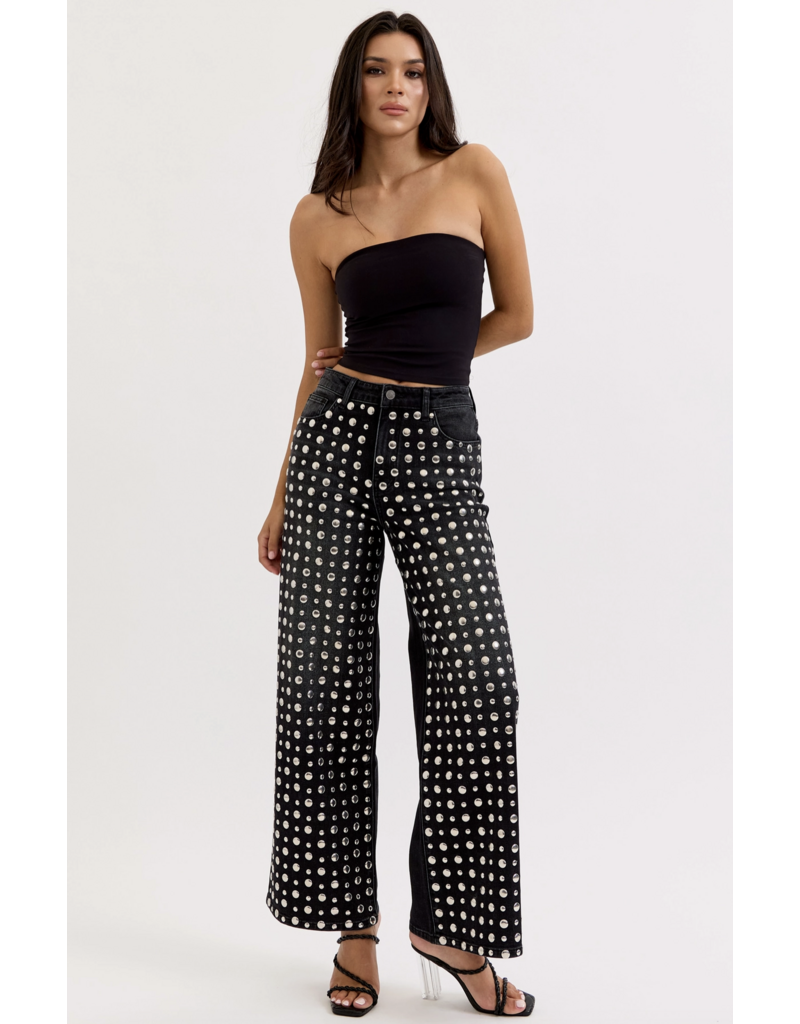 Cello Jeans Studded Wide Leg Jean