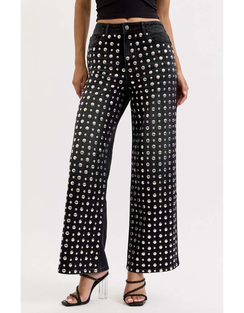 Cello Jeans Studded Wide Leg Jean