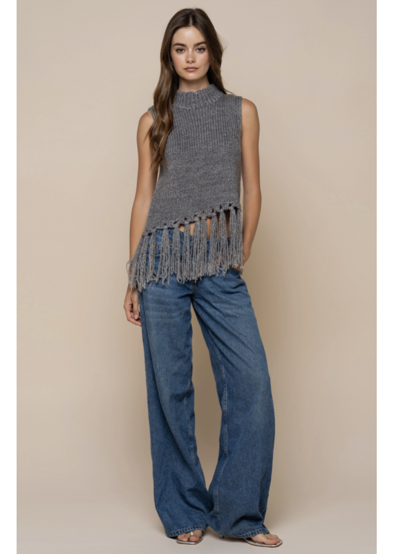 Sleeveless Mock Neck Sweater Top