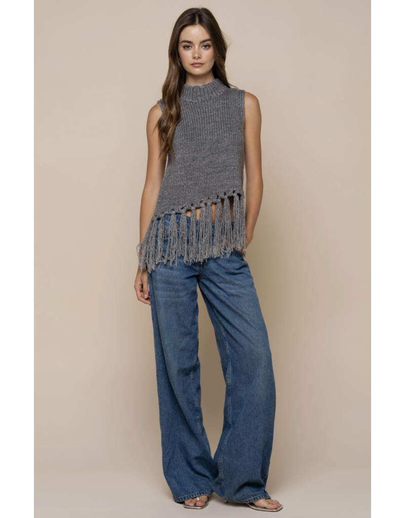 Sleeveless Mock Neck Sweater Top