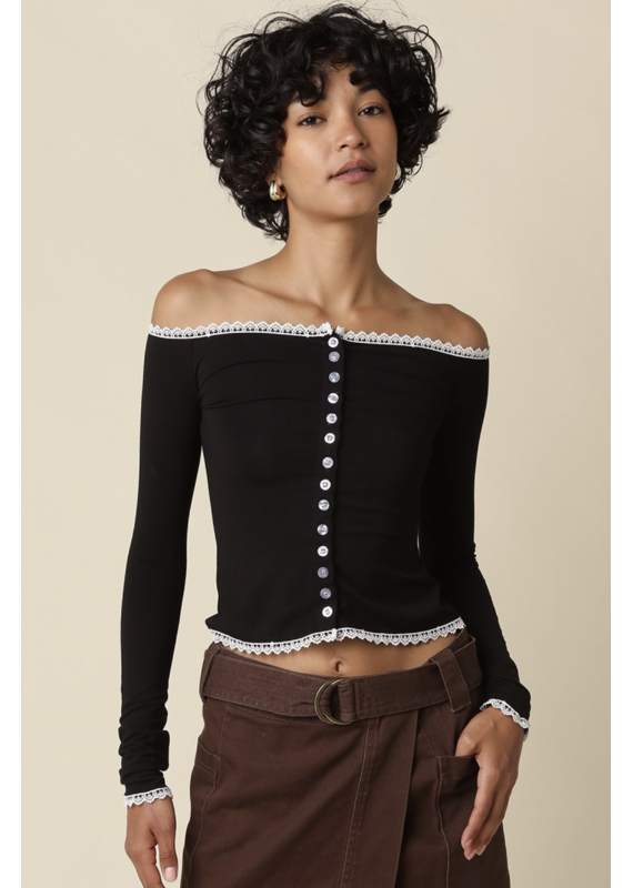 Jodie Off Shoulder Cardigan Top