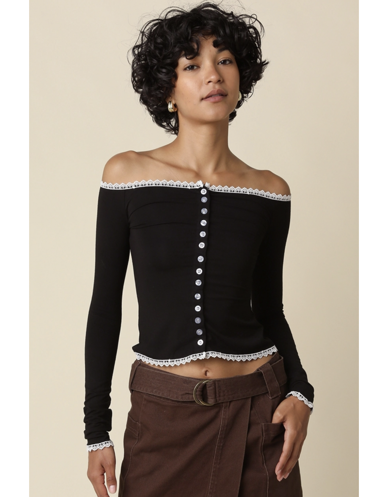Jodie Off Shoulder Cardigan Top
