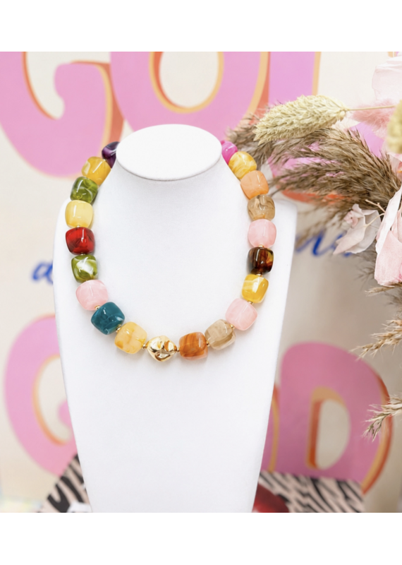 Haven + Faye Collective Color Me Happy Resin Beaded Necklace