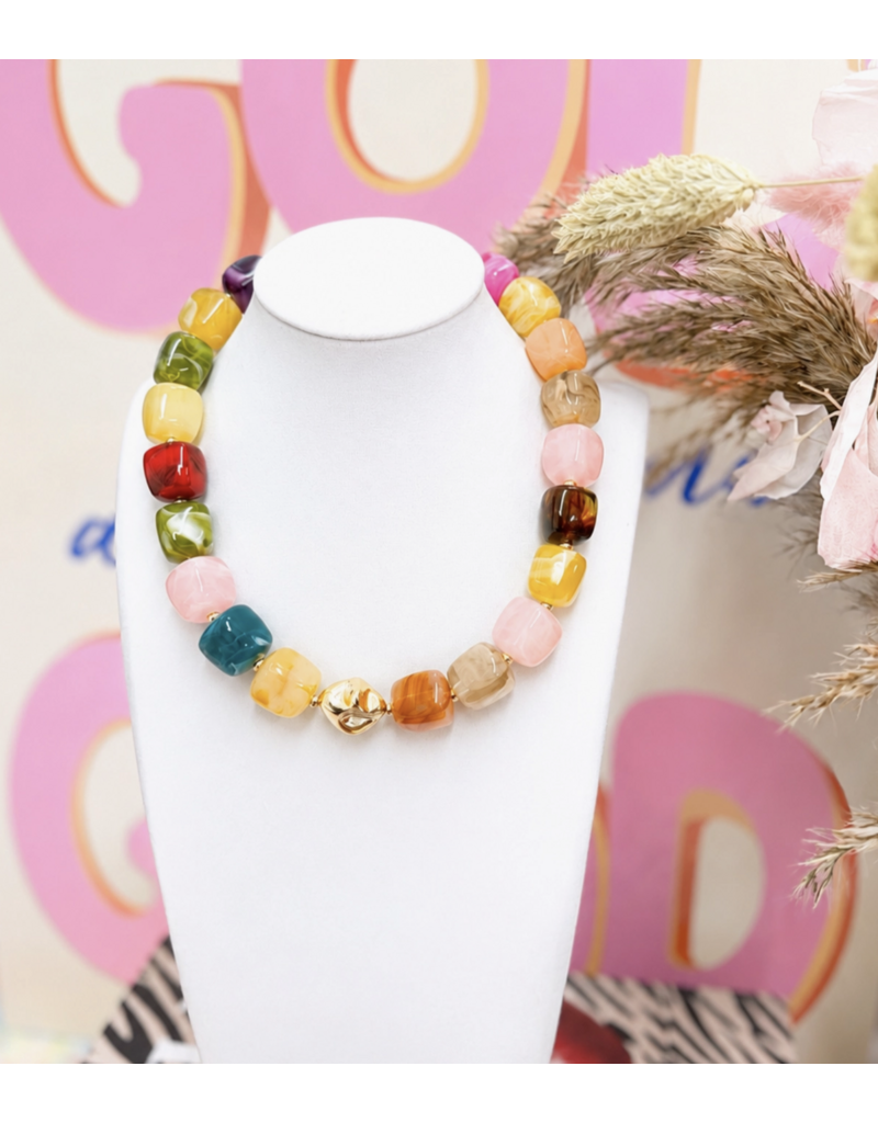 Haven + Faye Collective Color Me Happy Resin Beaded Necklace