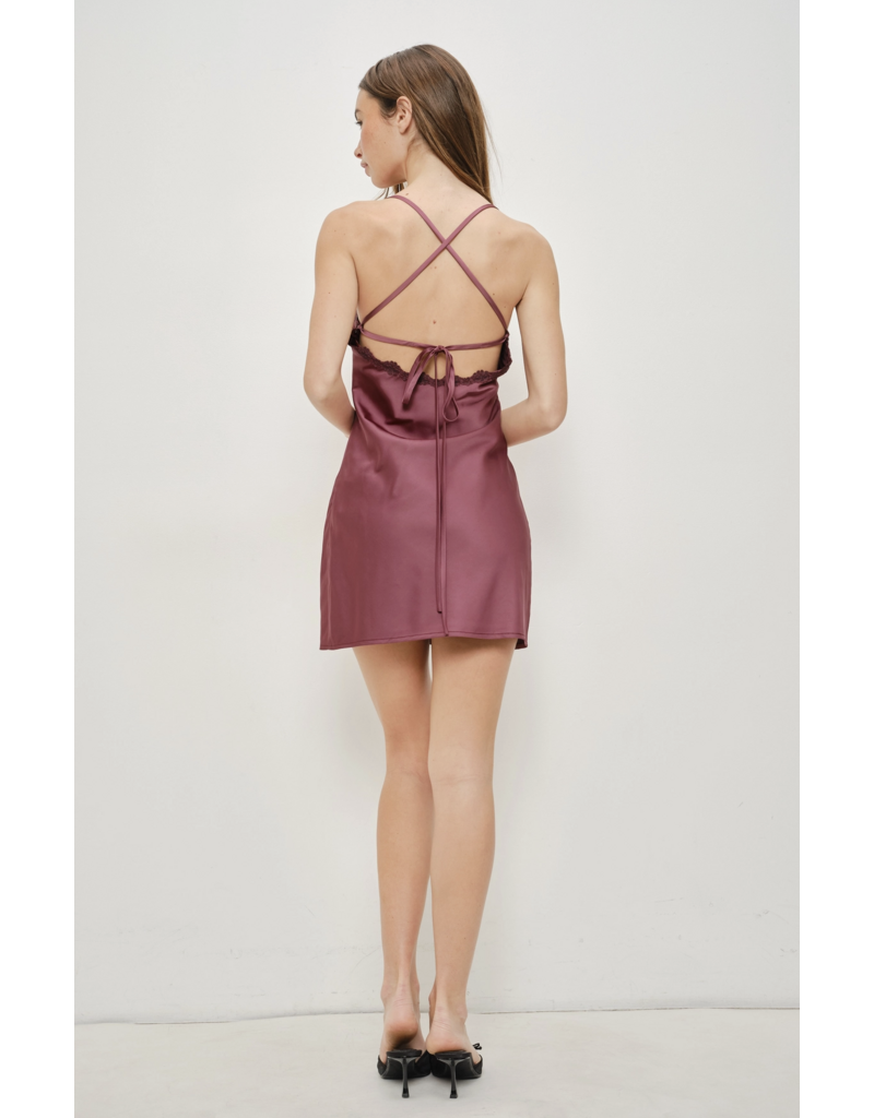 Pretty Garbage Kass Satin Lace Slip Mini Dress