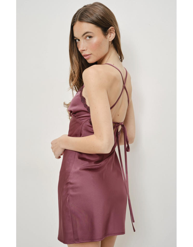 Pretty Garbage Kass Satin Lace Slip Mini Dress